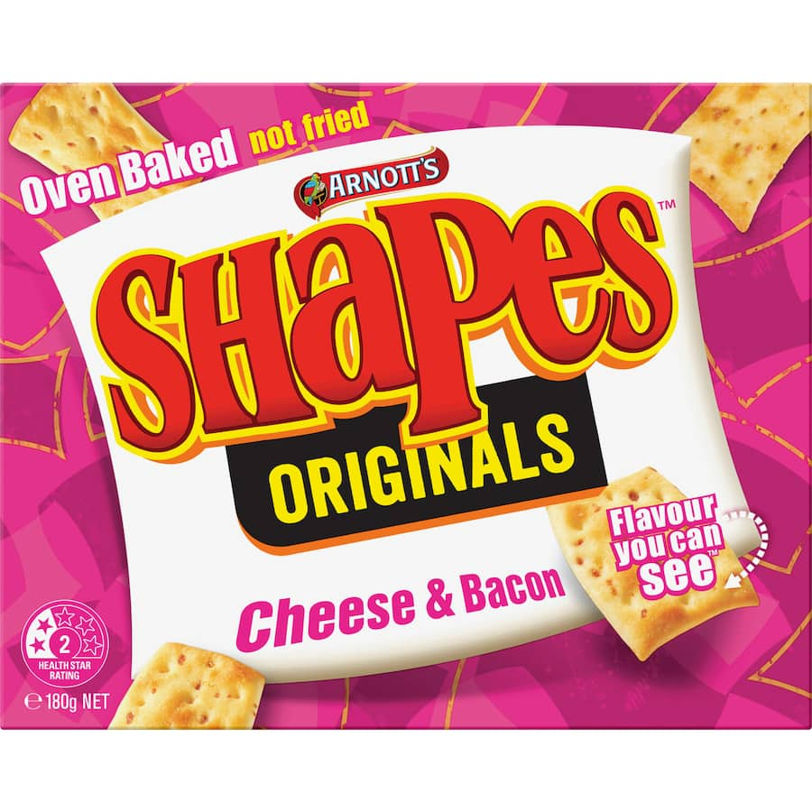 Arnotts Shapes Cheese & Bacon Crackers 180g