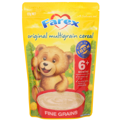 Farex Original Multigrain Cereal  Fine Grains 6+ Months Pouch 125g