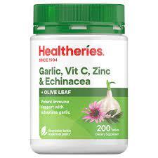 Healtheries Garlic VitC Zinc Echinacea w O/Leaf Tab 200pk