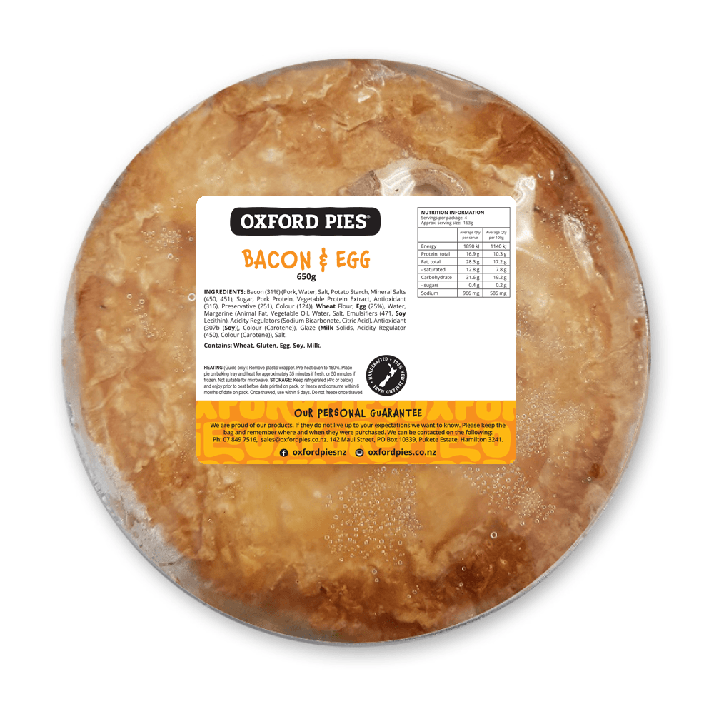 Oxford Pies Family Bacon & Egg Pie 650g