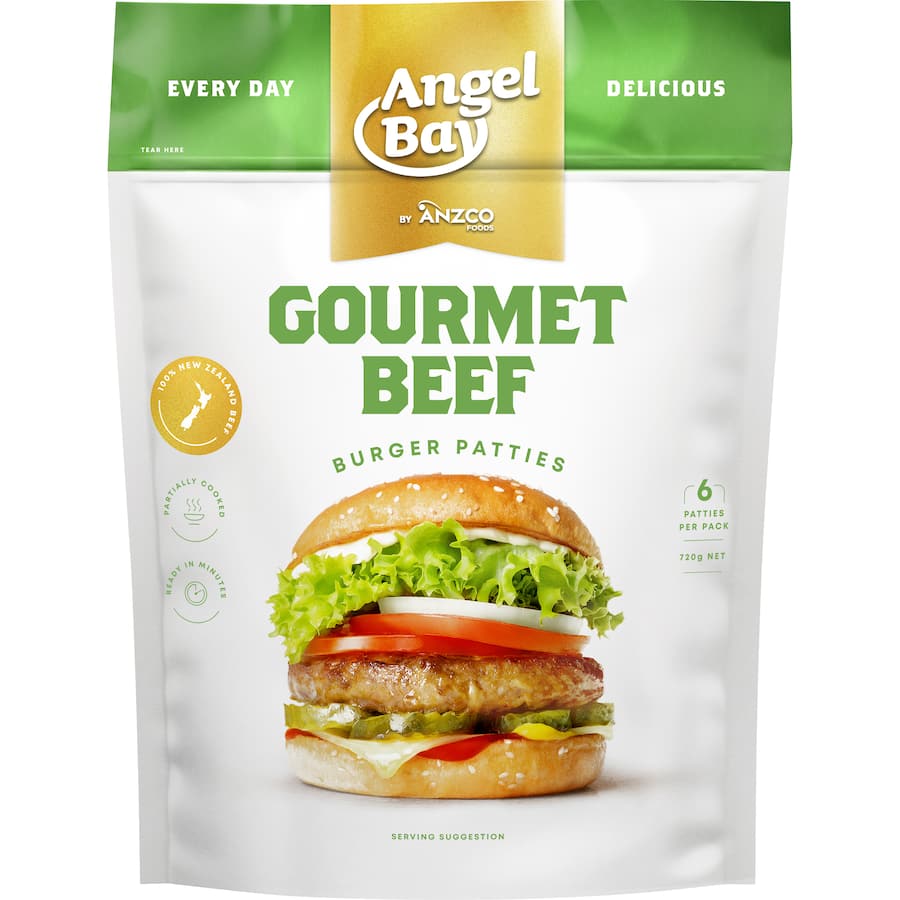 Angel Bay Gourmet Beef Burger Patties 6pk 720g