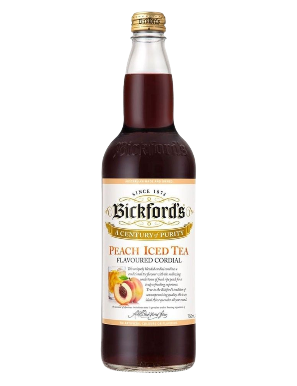 Bickfords Peach Iced Tea Cordial 750ml