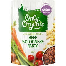 Only Organic Kindy Kids Meal Beef Bolognese Pasta Pouch 220g