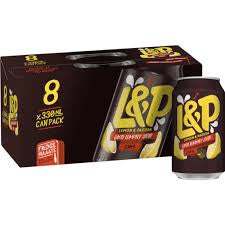 L&P Lemon & Paeroa Soft Drink Cans 8pk x 330ml
