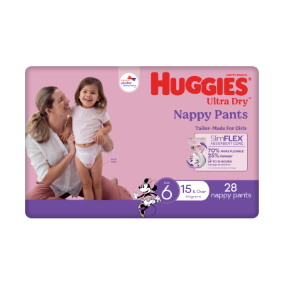 Huggies  Ultra Dry Junior Girl Size 6 Nappy Pants 28pk