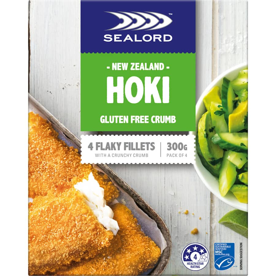 Sealord Hoki Gluten Free Crumb Flaky Fish Fillets 4pk 300g