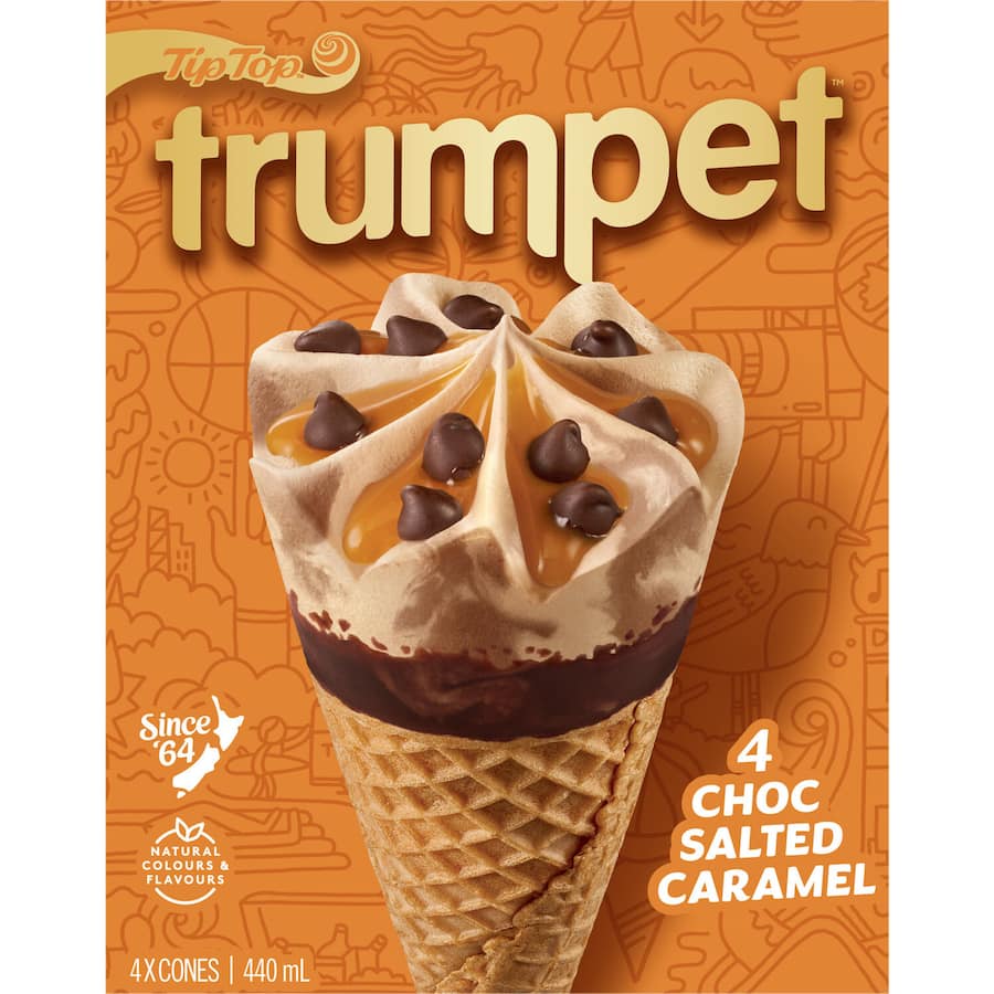 Tip Top Trumpet Salted Caramel Ice Cream On Cone 4pk