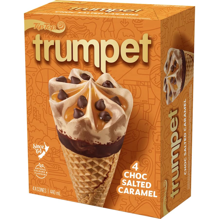 Tip Top Trumpet Salted Caramel Ice Cream On Cone 4pk