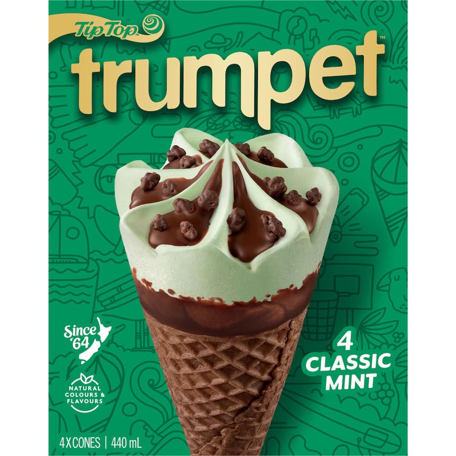 Tip Top Trumpet Mint Ice Cream On Cone 4pk