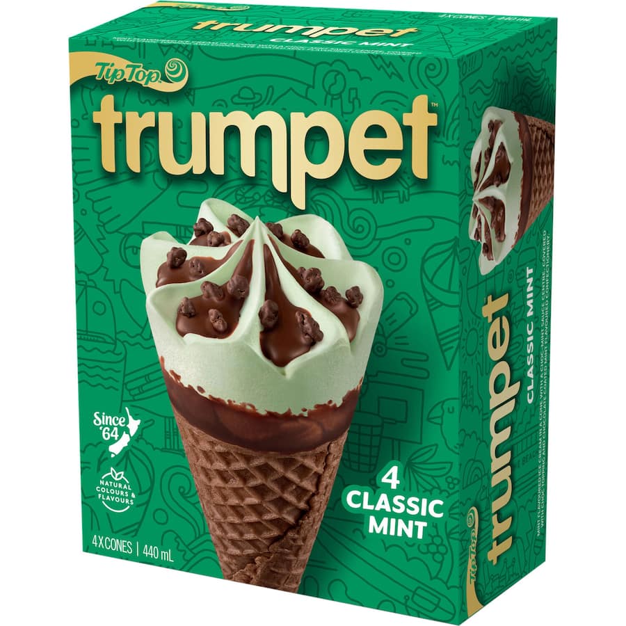 Tip Top Trumpet Mint Ice Cream On Cone 4pk