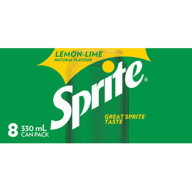 Sprite Lemon Lime Soft Drink Cans 8pk x 330ml