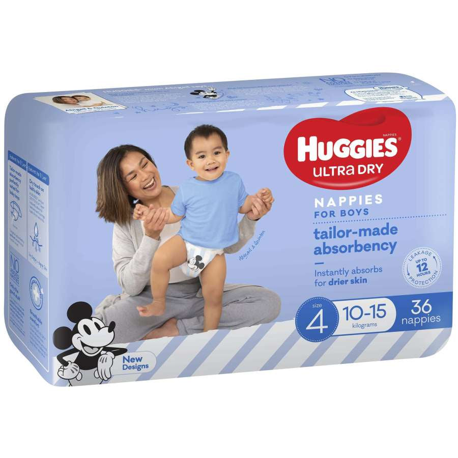 Huggies Ultra Dry Toddler Boy Size 4 Nappies 36pk