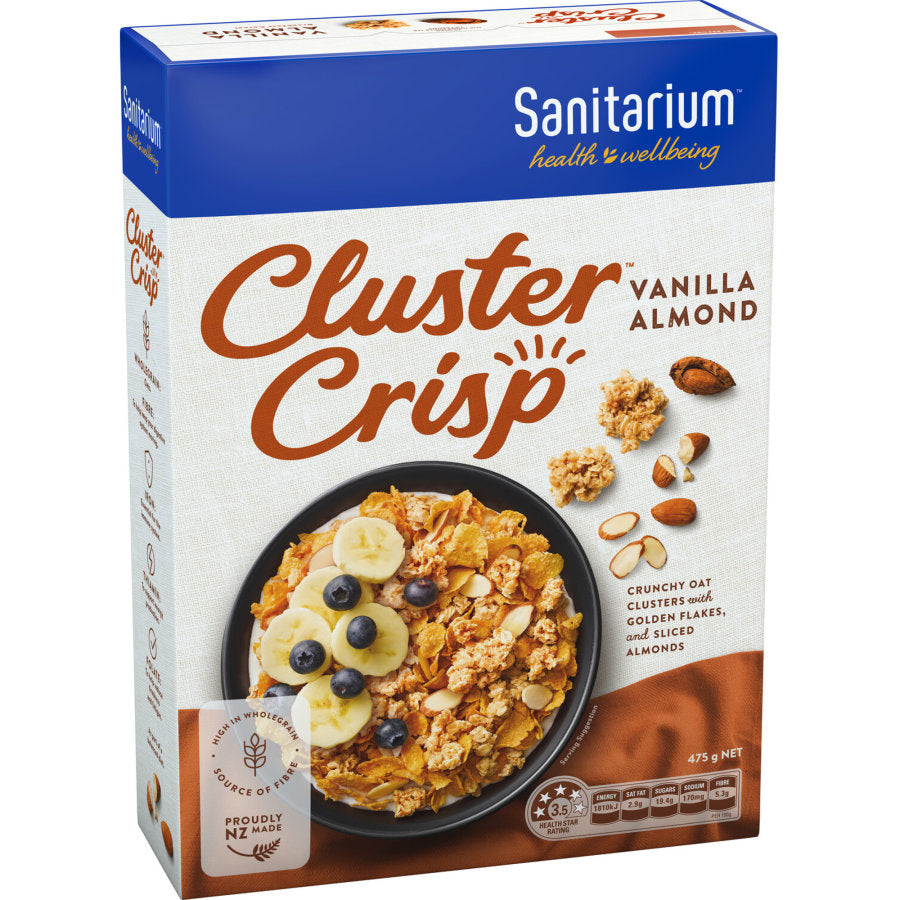 Sanitarium Cluster Crisp Vanilla Almond Cereal 475g