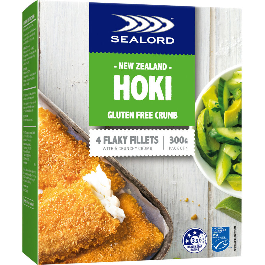 Sealord Hoki Gluten Free Crumb Flaky Fish Fillets 4pk 300g