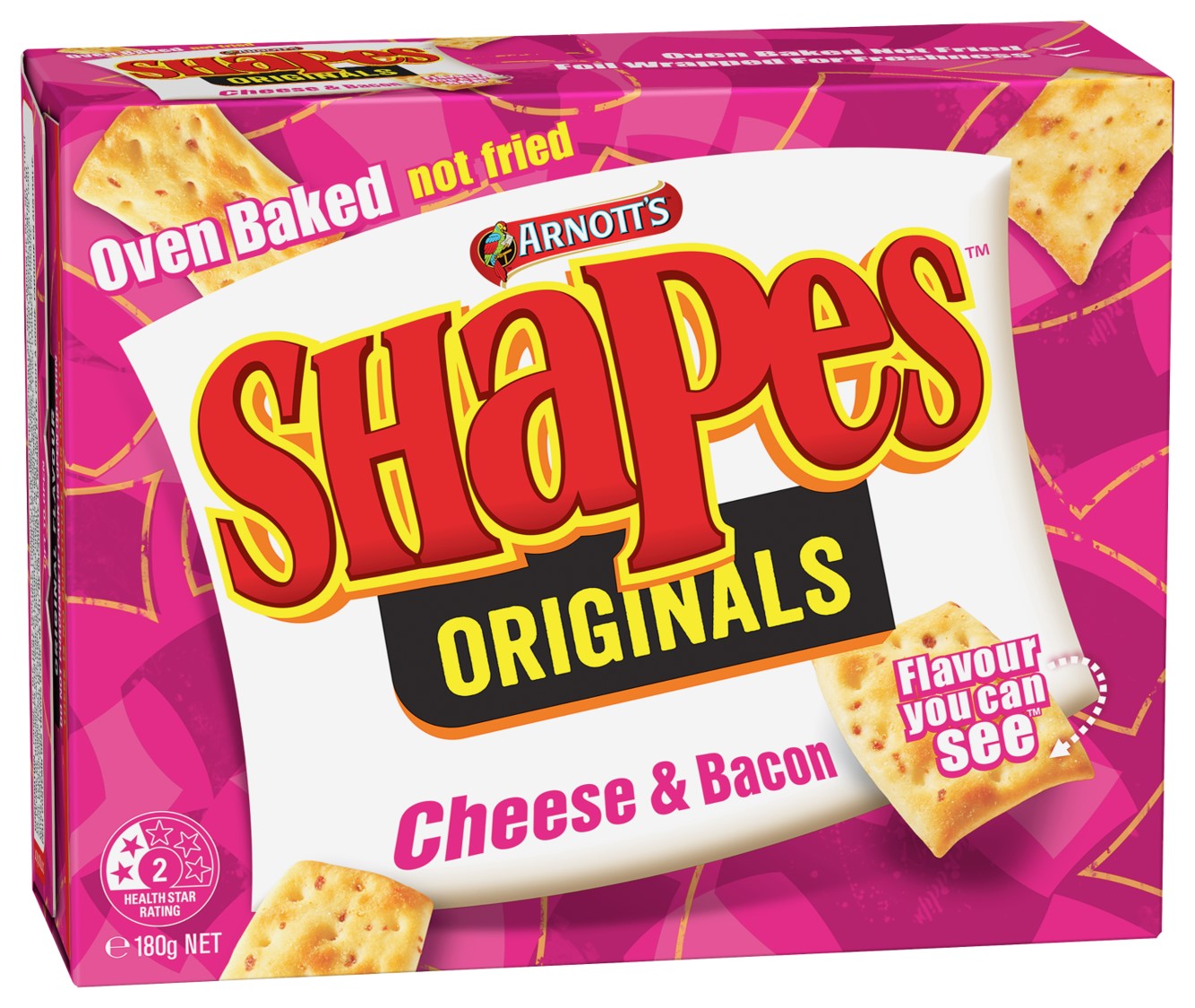 Arnotts Shapes Cheese & Bacon Crackers 180g