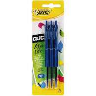 Bic Clic Pens Blue 3pk