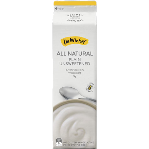 De Winkel All Natural Plain Unsweetened Yoghurt 1kg