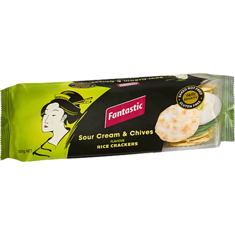 Fantastic Sour Cream & Chives Rice Crackers 100g