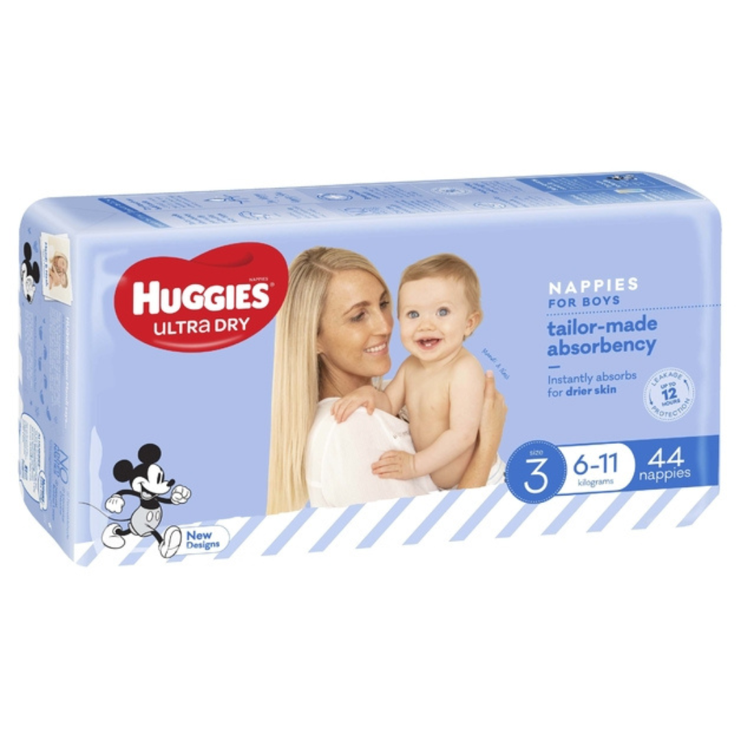 Huggies Ultra Dry Crawler Size 3 Boys Nappies 44pk