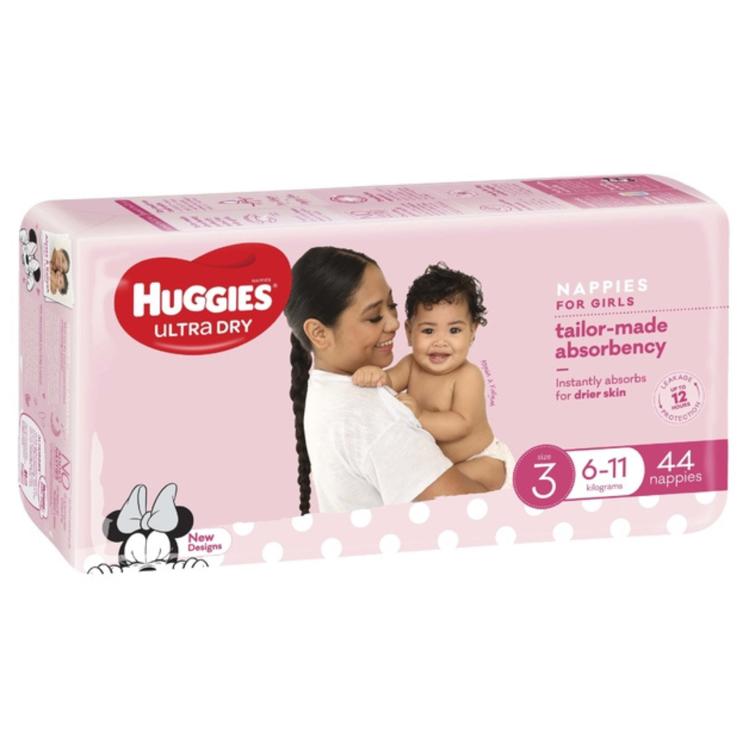 Huggies Ultra Dry Crawler Size 3 Girls Nappies 44pk