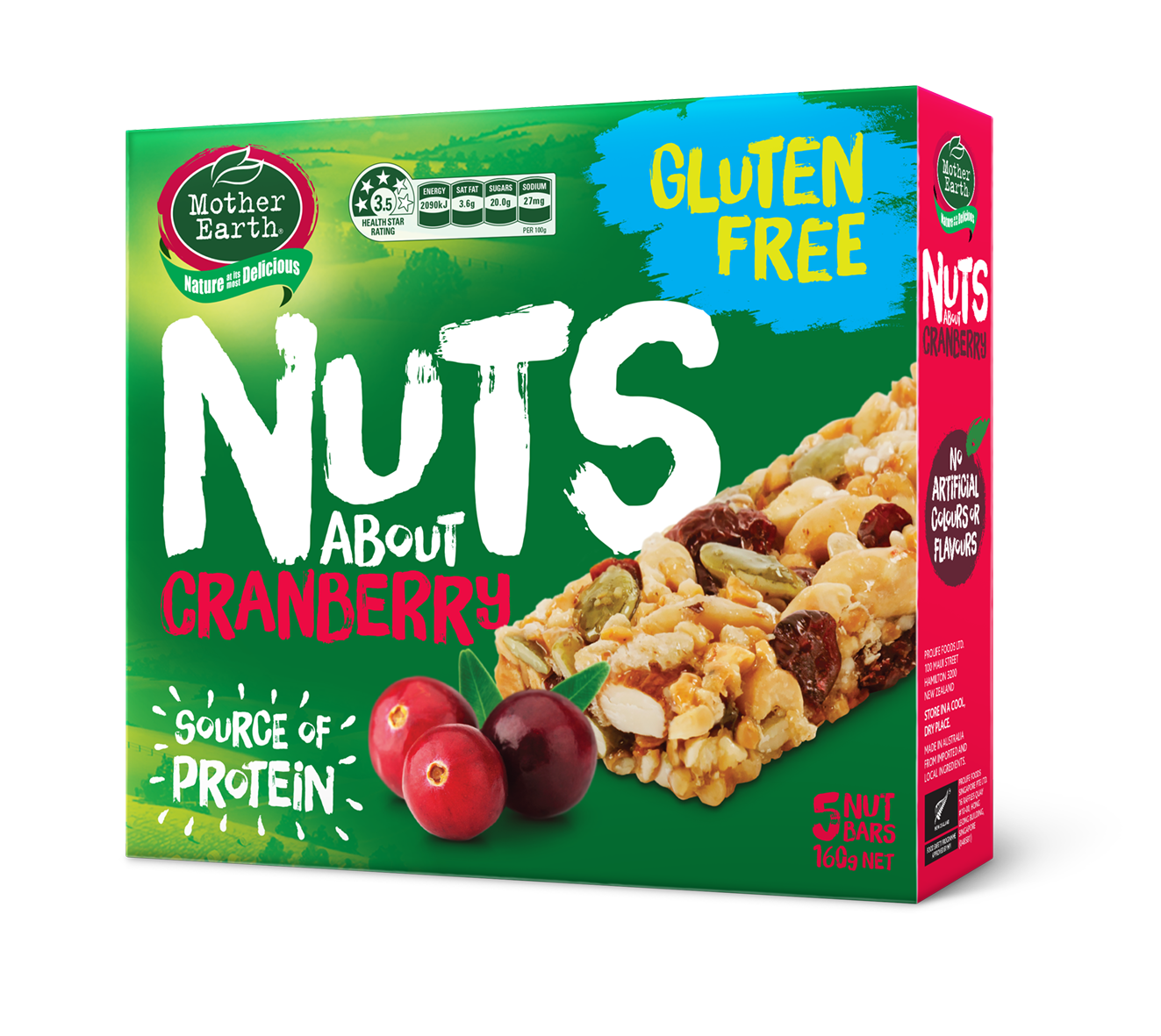 Mother Earth Nuts About Cranberry Nut Bars 5pk 160g