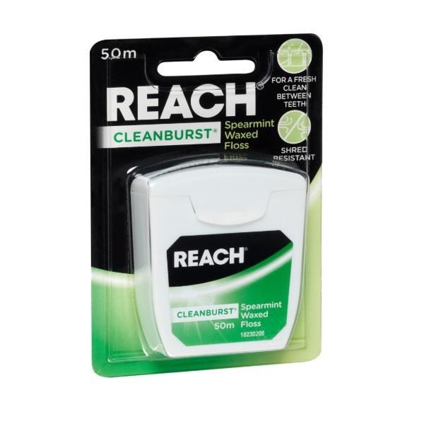 Reach Cleanburst Spearmint Waxed Dental Floss 50m