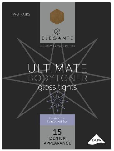Elegante Luxury Body Toners Control Top, 2 PR, 15D, Tivoli, Medium