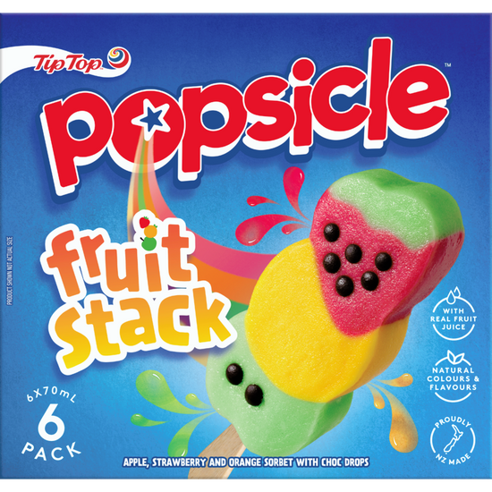 Tip Top Popsicle Fruit Stack Ice Block 6pk x 70ml