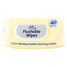 Silk Adult Flushable Wipes 40pk