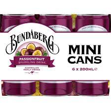 Bundaberg Passionfruit Sparkling Drink Mini Cans 6pk x 200ml