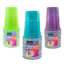 Effects Assorted Colours Disposable Cups 20pk