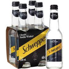 Schweppes Classic Soda Water Glass Bottles 4pk x 330ml