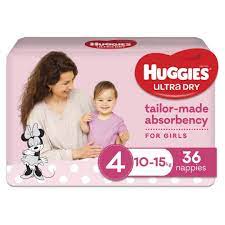 Huggies Ultra Dry Toddler Girl Size 4 Nappies 36pk