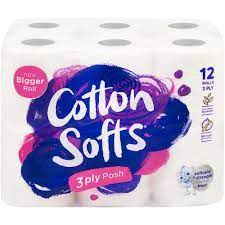 Cotton Softs Posh White 3ply Toilet Tissue 12pk